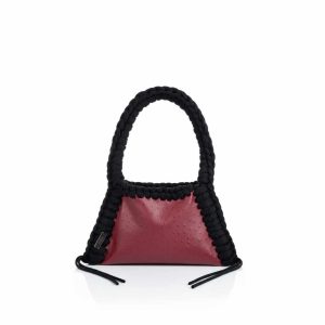 BILLIE – SIMILI CUIR AUTRUCHE BORDEAUX / NOIR